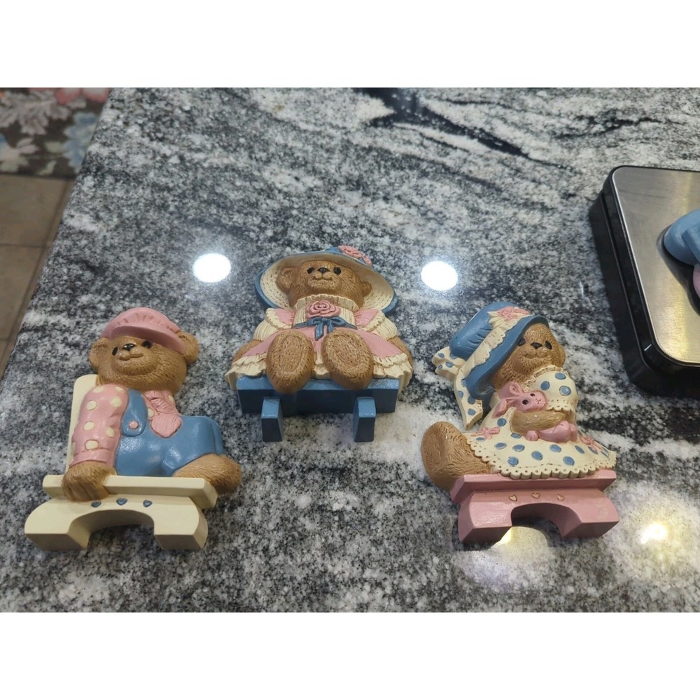 Teddy Bear Burwood Homco Products 3315 Set 3 Nursery Wall Hangings Vintage USA
